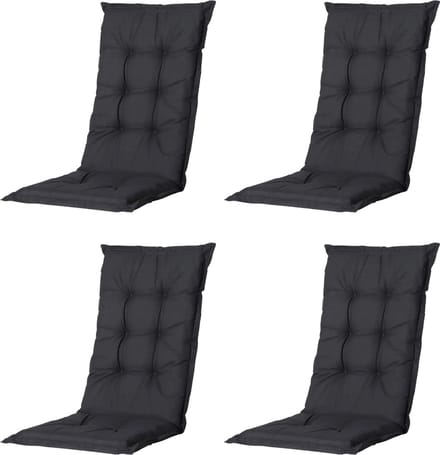 Madison - Tuinkussen - Universeel - Lage Rug - 4 st. - Basic Black - 105x46cm - Zwart - Tuinstoelkussens - Standenstoel