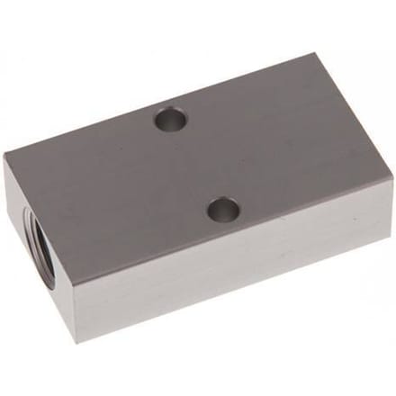 2xG 3/8'' x 2xG 1/4'' Aluminium Verdeelblok Eenzijdig 16 Bar