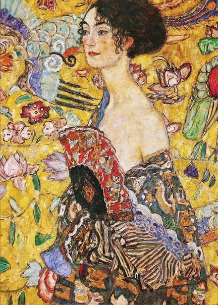 Klimt Dame met Waaier Puzzel 1000 Stukken Kunst Schilderij Volwassenen
