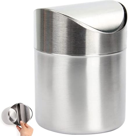 Prullenbak Mini Desktop Roestvrijstalen Kleine Mode RVS Eettafels-Kantoren-Kaptafels