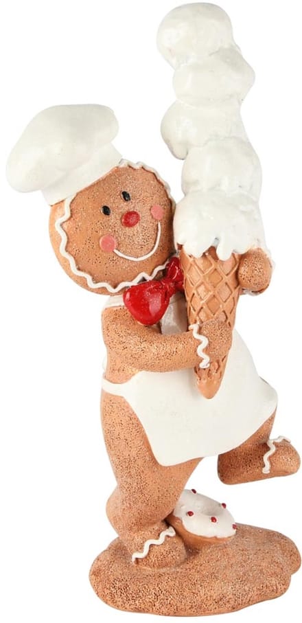 Dekoratief | Cookie bakker m/ijsje, bruin/wit, resina, 14x10x28cm | A255047