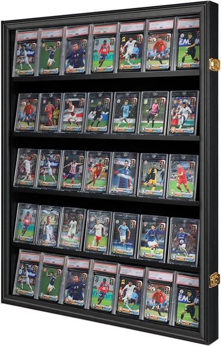 Display Case voor 35 Sportkaarten met UV-bescherming - Wandmontage en Elegant Ontwerp
