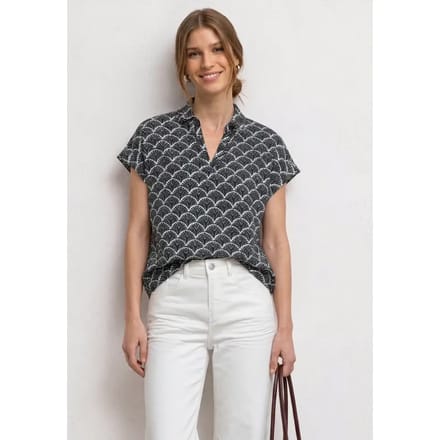 Blouseshirt met overhemdkraag en elastische zoom