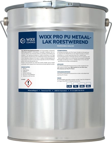Wixx PRO PU Metaallak Roestwerend - 5L - RAL 9010 | Zuiver Wit