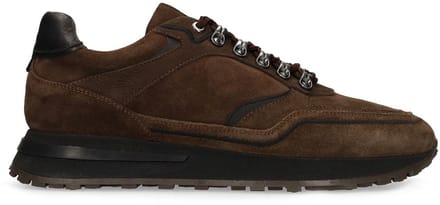 Manfield - Heren - Bruine suède sneakers - Maat 42