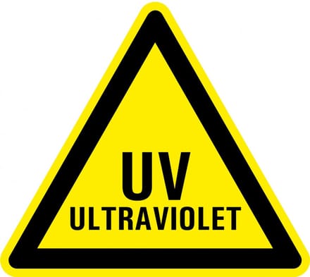 Waarschuwingssticker UV ultraviolet 150 mm