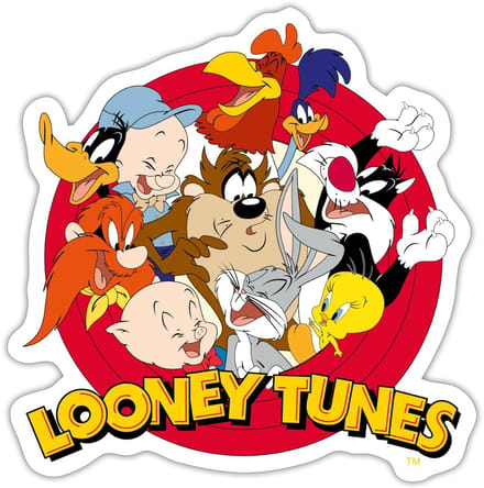 Looney Tunes Groep Sticker maat S (10 x 10 cm)