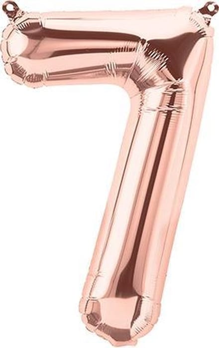 Folieballon Cijfer 7 Rose Gold lucht - 41 cm