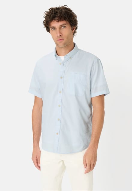 camel active Korte mouwen shirt van linnenmix - Maat - Hemelsblauwmenswear-M