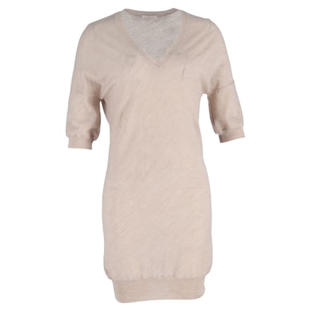 Chloé mini-jurk met V-hals in beige linnen