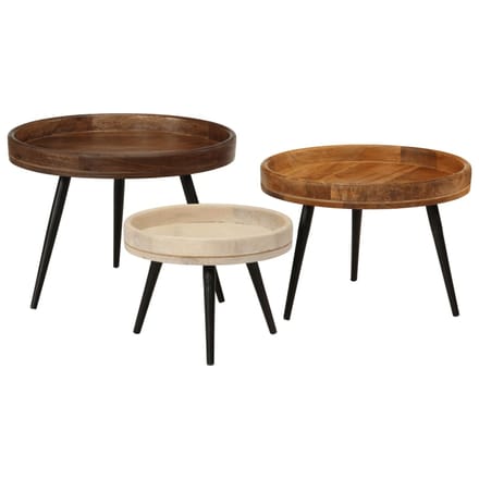 vidaXL - Salontafels - 3 - st - rond - massief - mangohout
