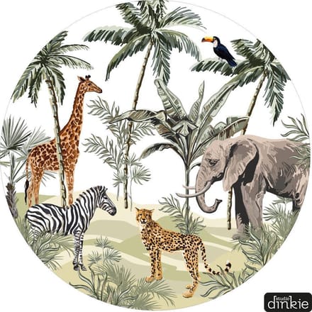 Studio Dinkie | Muurcirkel Jungle getekend | Babykamer | Kinderkamer | Decoratie