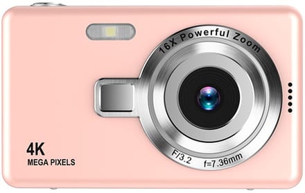 4K Ultra HD CCD digitale camera - mini compacte point-and-shoot camera voor beginners, studenten, thuisfotografie en reizen (roze)