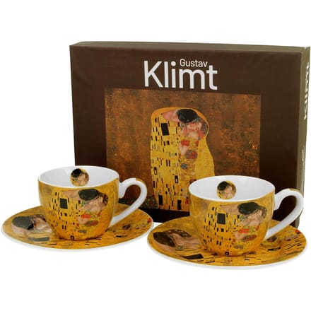 Duo Espresso Kopjes met Schotels 'The Kiss' Classic 90 ml x 2