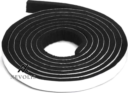Nevolis Self-adhesive Felt Tape 13mm Wide 5mm Thick 2m - Black Glides Floor Protection DIY .