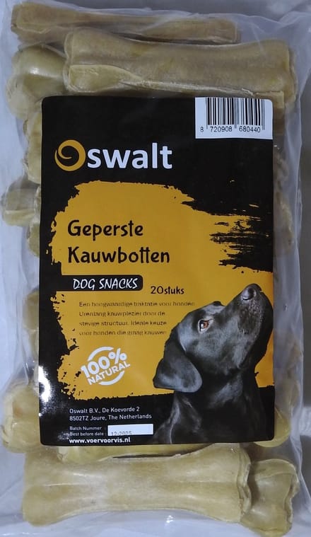 Oswalt Geperste Kauwbotten 10cm - Hondensnack - Rund - 20 Stuks