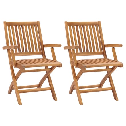 vidaXL - Opklapbare - stoelen, - 2 - stuks, - massief - teakhout