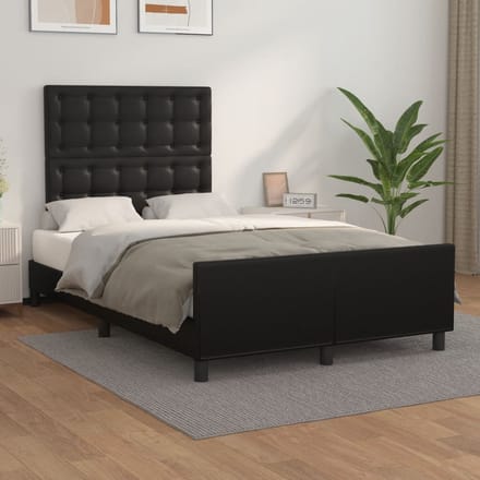 vidaXL - Bedframe - met - hoofdbord - kunstleer - zwart - 120x200 - cm
