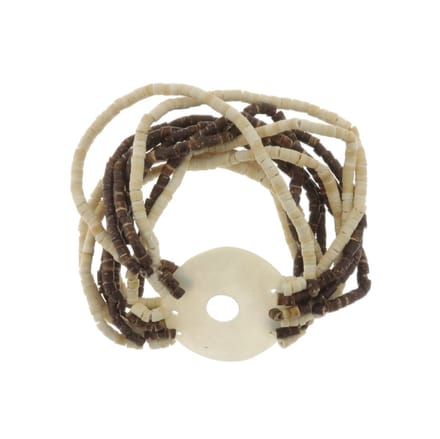Behave - Armband - hout schelp - beige bruin - boho stijl - nikkelvrij