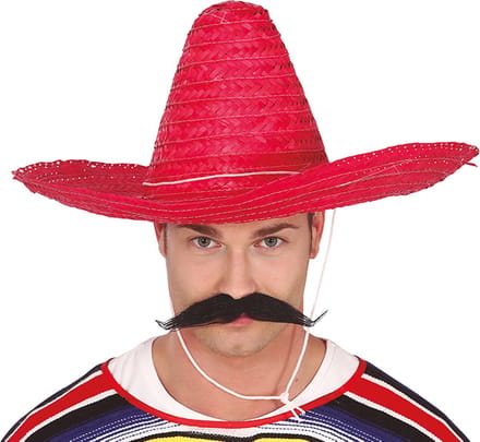 Fiesta Guirca Mexicaanse Sombrero - hoed voor heren - carnaval/verkleed accessoires - rood