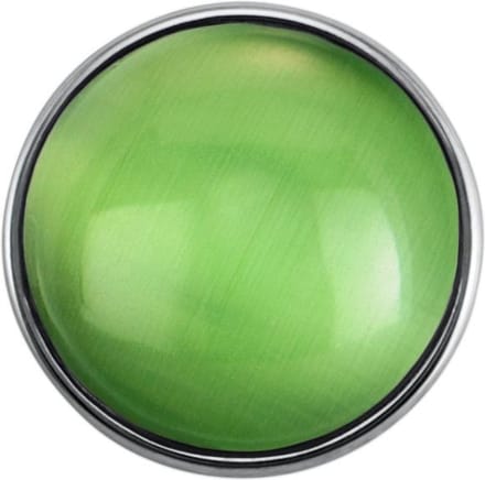 Quiges - Dames Click Button Drukknoop 18mm Cat Eye Glas Lente Groen - EBCM141