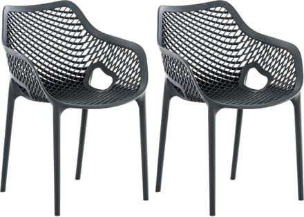 CLP Air Set van 2 Tuinstoelen - Stapelbaar - UV-lichtbestendig - Waterafstotend - donkergrijs
