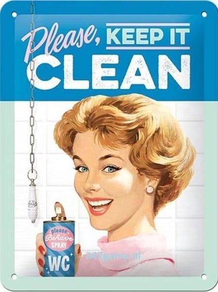 Please Keep it Clean Metalen wandbord in reliëf 15x20 c