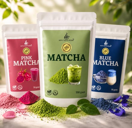 Mito Matcha 3pack - Matcha - Blue Matcha - Pink Matcha pitaya poeder - Iced Matcha - Matcha poeder