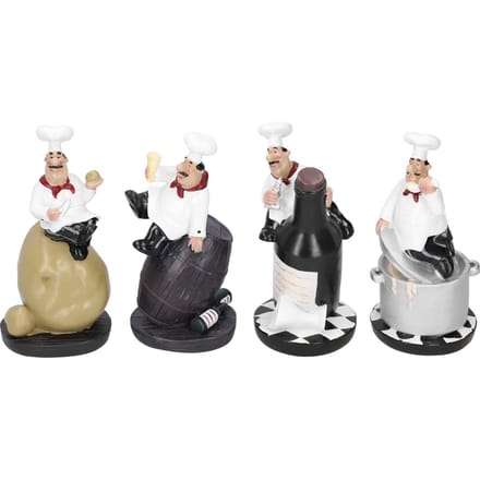 Model Chef Standbeeld Figuurtjes Set Keukendecor met Aardappelen Hars Ornamenten Verzamelbaar Cadeau black