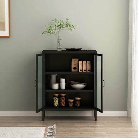 Vitrinekast Fauske 101,5x80x40 cm zwart