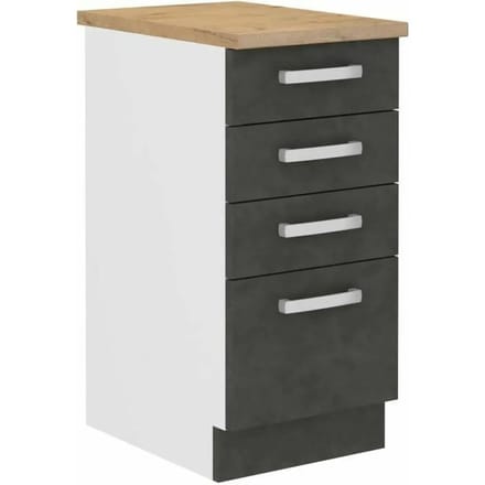 Onderkast 4 laden met werkblad - Mat grijs - L 40 x D 51,6 x H 85 cm - LASSEN