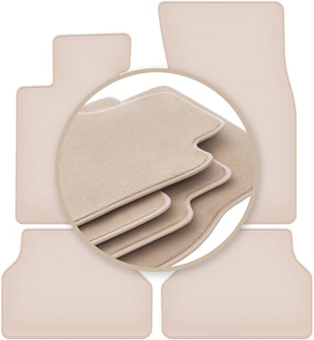 PREMIUM beige matten voor: BMW 5 E60 klittenband sedan 2003-2010