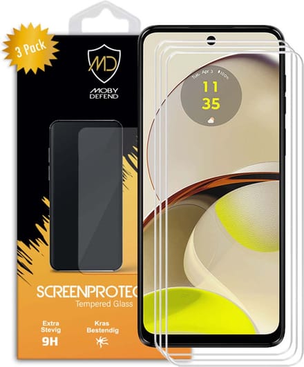 3-Pack MobyDefend Screenprotectors - Geschikt voor Motorola Moto G14 - Case-Friendly Screensaver - Gehard Glas