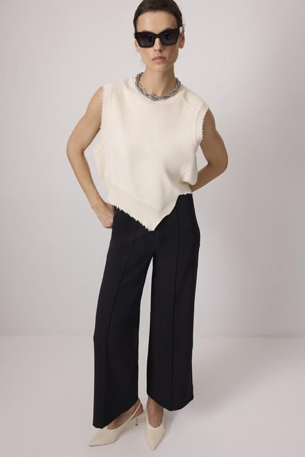 Touché Privé - Crêpe broek met siernaden - Zwart - Dames