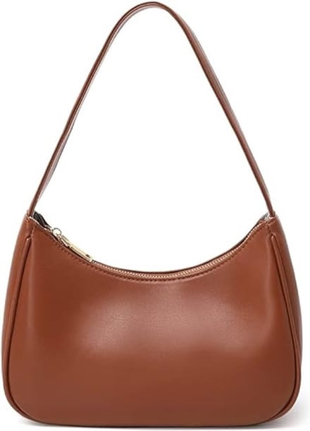 Dames Schoudertas-PU-leren schoudertas-Mini handtas -schoudertas dames-handtas -met Ritssluiting-Donkerbruin