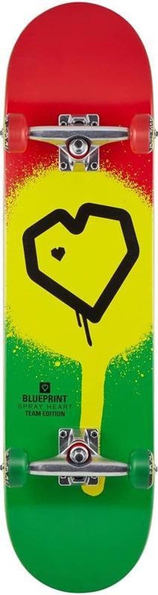 Blueprint Spray Heart Skateboard Rasta 8.0