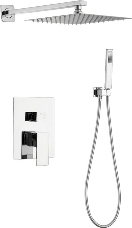 WEBO Rio Vierkant regendoucheset - Inbouw - Chroom - Doucheset - 20cm - Stortdouche - Complete doucheset - Handdouche
