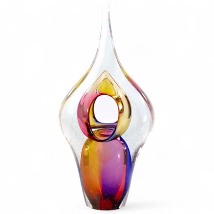 Loranto - Luxe Urn Spear Goud/Bruin - Glas Urn - Handgemaakt - H30cm