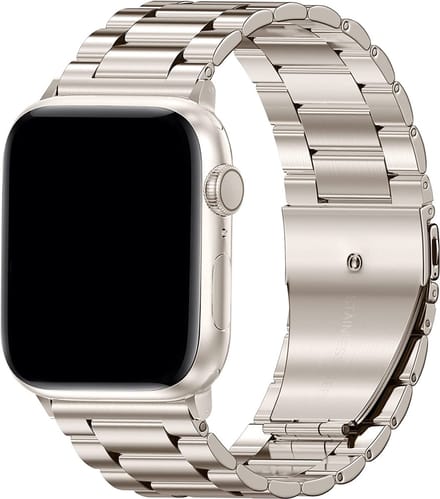 Stalen Schakel bandje voor Apple Watch 42/44/45mm Starlight