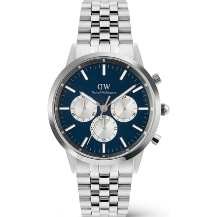 Daniel Wellington DW Watch Iconic Chronograph Arch 5-Link Arctic Panda Silver 42mm