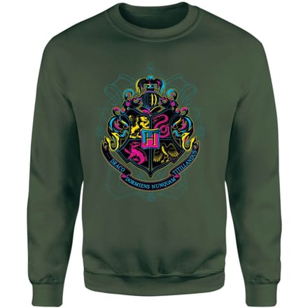 Harry Potter Hogwarts Neon Crest Sweatshirt - Green - XXL