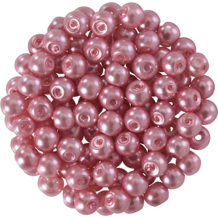 Glasparels, Ø 4 mm, 100 stuks - Roze