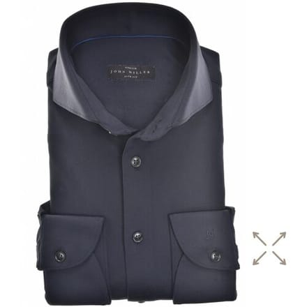 John Miller Overhemd Hyperstretch Navy - Maat 43 - Heren - Overhemden Formeel