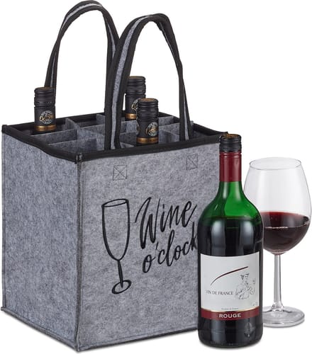 flessentas - 9 flessen - vilt - flessendrager - wine o'clock - 45 x 24 x 24 cm