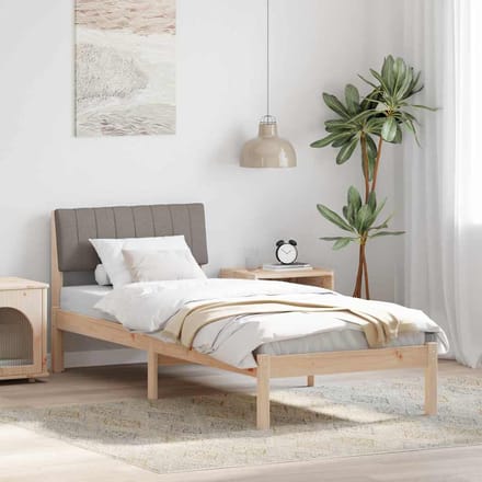 vidaXL - Bedframe - Bruin - en - taupe - 75 - x - 190 - cm - Massief - grenenhout