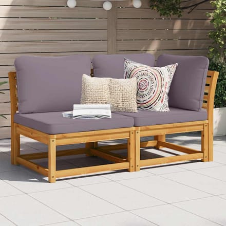 vidaXL - 2-delige - Loungeset - met - kussens - massief - acaciahout