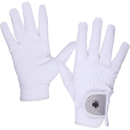 Qhp Handschoen Glitz White - M | Paardrij handschoenen