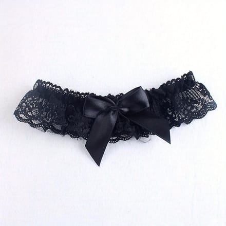 Anneau de cuisse sexy en dentelle avec nœud papillon, anneau de jambe élastique, boucle de jambe, ceinture de jarretière pour mariée, accessoires de fête Cosplay black