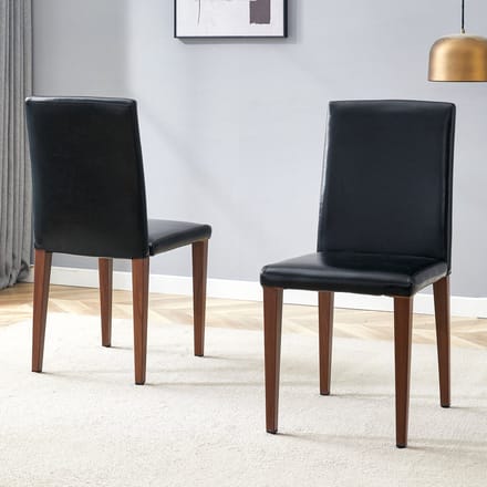 MODENUIT Eetkamerstoel 90 cm - Minimalistisch Design - Set van 2 - Gebogen Rugleuning - Metaal en Kunstleer - Zwart
