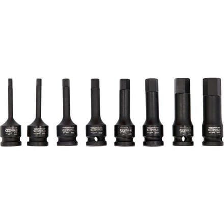 Set van 8 KS TOOLS slagmoerdoppen 1/2" 75 mm - 911.0902